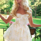 Soft White Floral A Line Mini Dress Lace Trim Homecoming Party Dress SH7864
