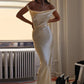 Simple Mermaid Spaghetti Strap Satin Backless Evening Dress Prom Dress SH1589