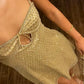 Sparkly A Line Spaghetti Straps Gold Sequins Short Homecoming Dress with Keyhole SH7474