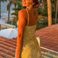 Sparkly Sheath Halter Neck Yellow Sequins Short Homecoming Dress SH7860