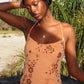 Sparkly Sheath Spaghetti Straps Orange Short Homecoming Dress with Beading SH7879