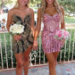 Sparkly Sheath Sweetheart Pink Short Homecoming Dress with Beading SH7458
