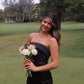 Simple Black Sheath Strapless Satin Short Homecoming Dress Outfits SH6249