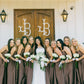 Strapless Brown Ruffle Bridesmaid Dress with Slit SH6567