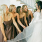 Strapless Brown Ruffle Bridesmaid Dress with Slit SH6567
