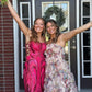 Pretty A Line Strapless Print Floral Ruffle Tulle Prom Dress Evening Dress SH6206