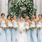 Strapless Ice Blue Pleated Mermaid Bridesmaid Dress SH6568