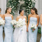 Strapless Ice Blue Pleated Mermaid Bridesmaid Dress SH6568