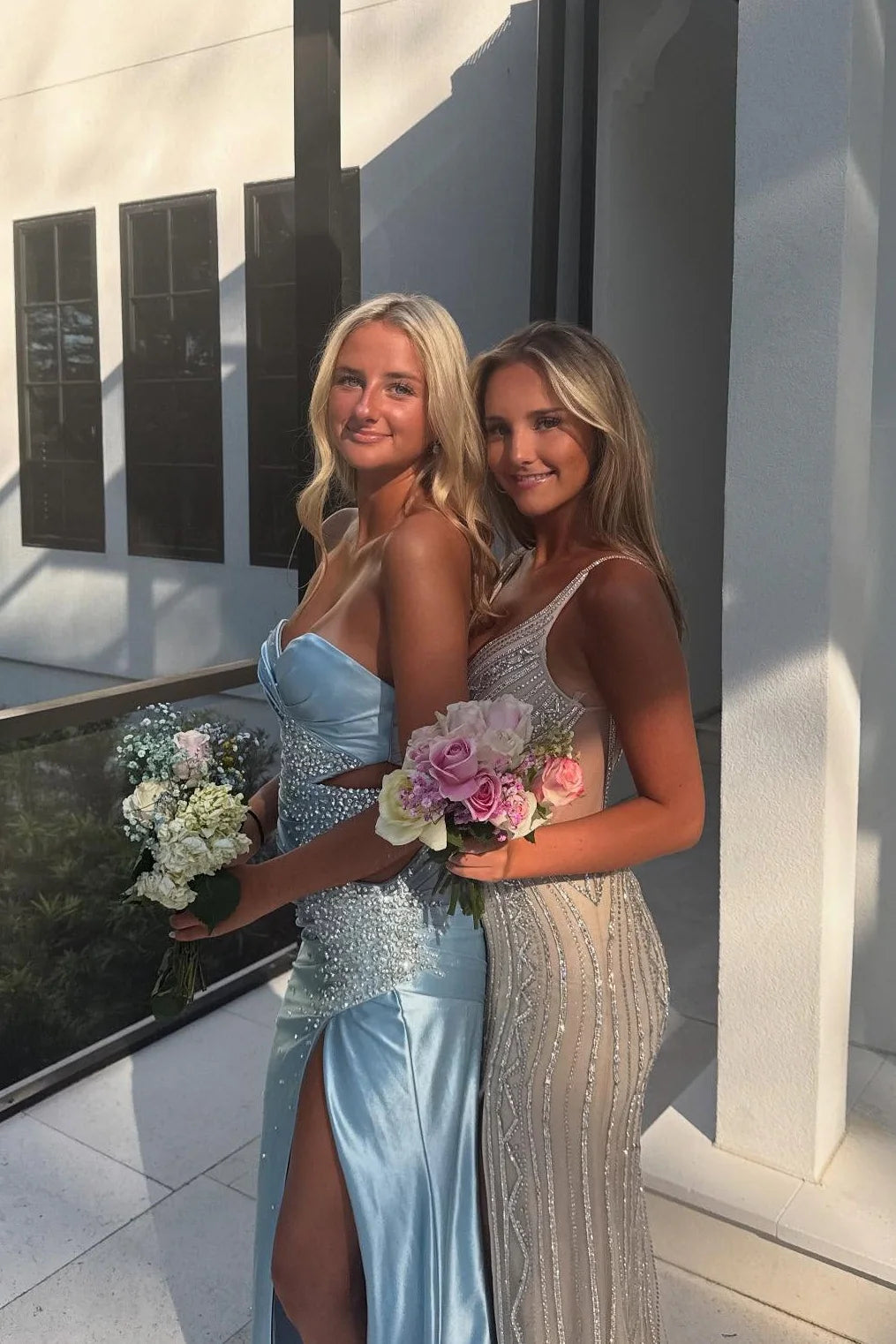Charming Mermaid Sweetheart Neck Shiny Beaded Satin Prom Dress Evening Dress SH6210