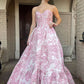 Sweety A Line Sweetheart Neck Corset Print Floral Satin Prom Dress Evening Dress SH6217