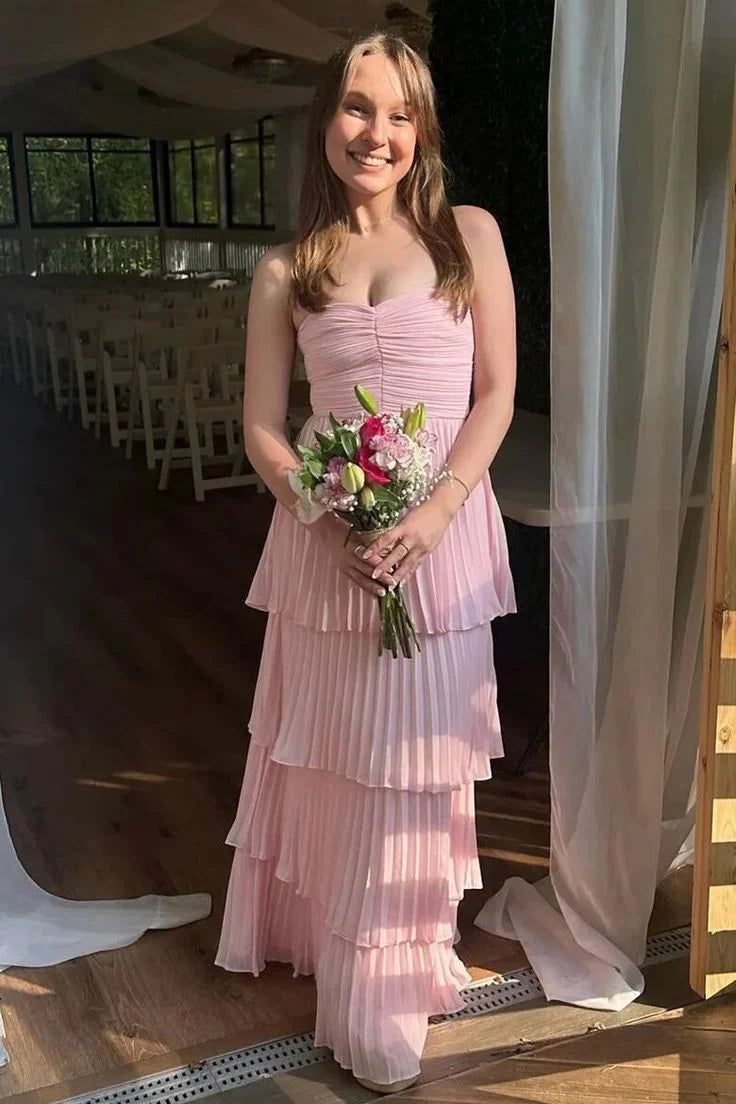 Green A Line Sweetheart Neck Pleated Chiffon Prom Dress Evening Dress SH6218