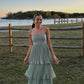 Green A Line Sweetheart Neck Pleated Chiffon Prom Dress Evening Dress SH6218