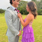 Strapless Purple Ruffle Tiered Long Prom Dress with Slit SH6201