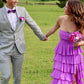 Strapless Purple Ruffle Tiered Long Prom Dress with Slit SH6201