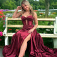 Stunning Royal Blue A Line Satin Prom Dress Evening Dress with Slit SH6211