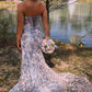 Mermaid Sweetheart Lace Appliques Floral Tulle Long Prom Dress SH8201