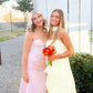 Yellow A Line Strapless Ruffle Chiffon Prom Dress Evening Dress SH6216
