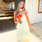 Yellow A Line Strapless Ruffle Chiffon Prom Dress Evening Dress SH6216