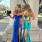Charming Mermaid Sweetheart Neck Shiny Beaded Satin Prom Dress Evening Dress SH6210