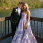 Sweety A Line Sweetheart Neck Corset Print Floral Satin Prom Dress Evening Dress SH6217