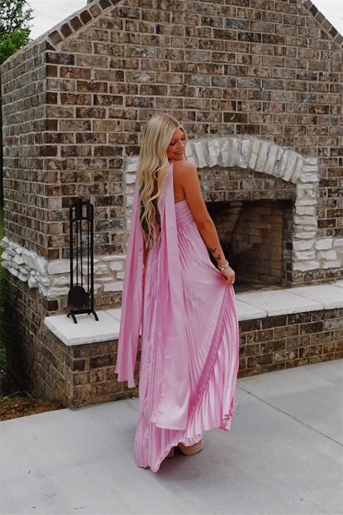Simple A Line Sweetheart Neck Pleated Satin Prom Dress Evening Dress SH6209