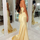 Stunning Mermaid Sweetheart Yellow Corset Prom Dress with Beading SH8111