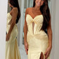 Stunning Mermaid Sweetheart Yellow Corset Prom Dress with Beading SH8111