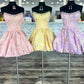 Stunning Pink Floral Brocade Homecoming Dress with Puffy Bubble Hem SH78734