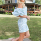Stunning Sheath Strapless Light Blue Printed Sheath Short Homecoming Dress SH7914
