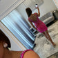 Sparkly Sheath Deep V Neck Fuchsia Short Homecoming Dress with Beading SH7986