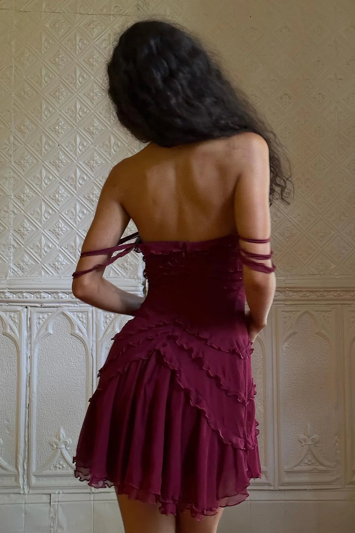 Stylish A Line Off the Shoulder Burgundy Short Homecoming Dress with Ruffles SH7898