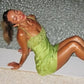 Stylish A Line Spaghetti Straps Green Satin Short Homecoming Dress with Tassels SH7817