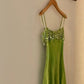 Stylish A Line Spaghetti Straps Green Satin Short Homecoming Dress with Tassels SH7817