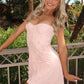 Light Pink Stylish A Line Spaghetti Straps Satin Short Homecoming Dress with Appliques SH7473