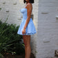 Stylish A Line Square Neck Blue Corset Homecoming Dress with Bowknot SH7942