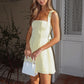 Stylish A Line Square Neck Light Yellow Short Homecoming Dress with Ruffles SH7826