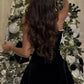 Stylish A Line Strapless Black Short Homecoming Dress with Criss Cross Back SH7745