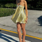 Stylish A Line Strapless Yellow Short Homecoming Dress with Ruffles SH7831