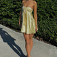 Stylish A Line Strapless Yellow Short Homecoming Dress with Ruffles SH7831