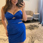 Stylish Sheath Spaghetti Straps Royal Blue Short Homecoming Dress with Keyhole SH7923