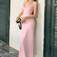Stylish Sheath Straps Pink Satin Long Prom Dress with Criss Cross Back SH7792