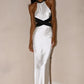 Stylish Sheath Halter Neck White Long Party Dress with Open Back SH7785