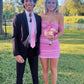 Stylish Sheath Off the Shoulder Pink Short Homecoming Dress with Ruched SH7476
