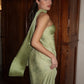 Stylish Sheath Spaghetti Straps Green Long Prom Dress with Scarf SH7624