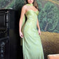 Stylish Sheath Spaghetti Straps Green Long Prom Dress with Scarf SH7624