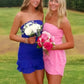 Stylish Sheath Strapless Royal Blue Short Homecoming Dress with Ruffles SH7932
