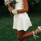 Stylish A Line Spaghetti Straps White Short Homecoming Dress with Appliques SH7472