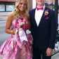 Stylish A Line Strapless Pink Printed Short Homecoming Dress with Bowknot SH7520