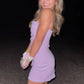 Stylish Bodycon Strapless Lilac Satin Short Homecoming Dress with Ruched SH7940