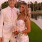 Stylish Sheath Spaghetti Straps Pink Floral Printed Sequins Short Homecoming Dress SH7489
